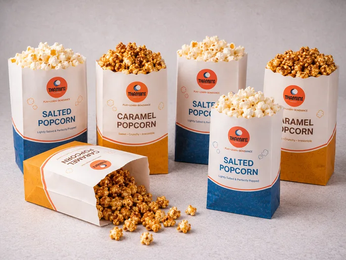 Freshly popped popcorn at Thamini Kids